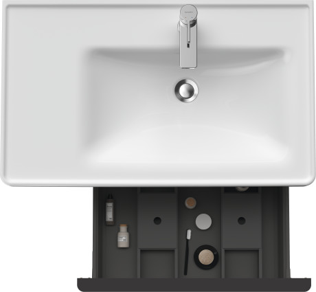 Тумба подвесная под раковину DURAVIT D-Neo DE425707575 784 мм х 452 мм, с выдвижным ящиком и открытой боковой полкой, лён