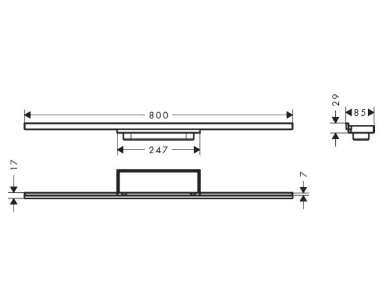 Внешняя часть трапа для душа HANSGROHE RainDrain Minimalistic 56220000 800 мм, цвет Хром