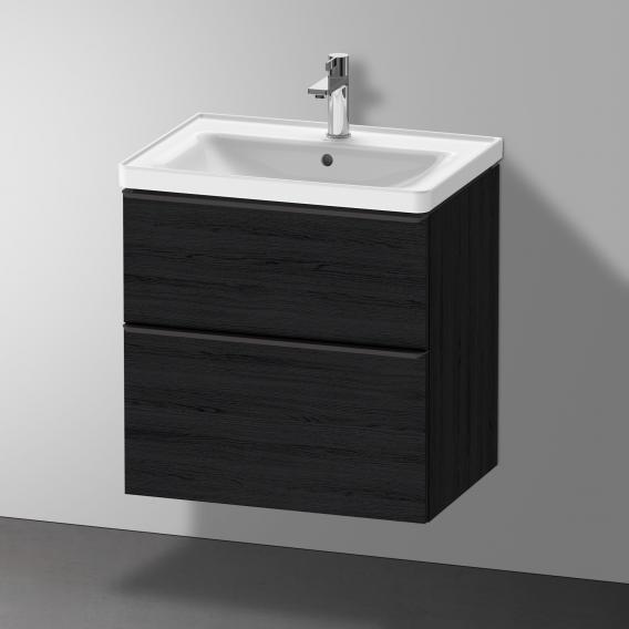 Тумба подвесная под раковину DURAVIT D-Neo DE435401616 634 мм х 452 мм, с выдвижным ящиком и выдвижным отделением, чёрный дуб