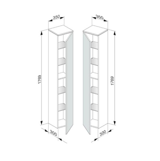 Шкаф высокий подвесной KEUCO EDITION 400 31730 870001 петли слева, 4 стеклянные полки, корпус/фасад шпон, дуб кашемир