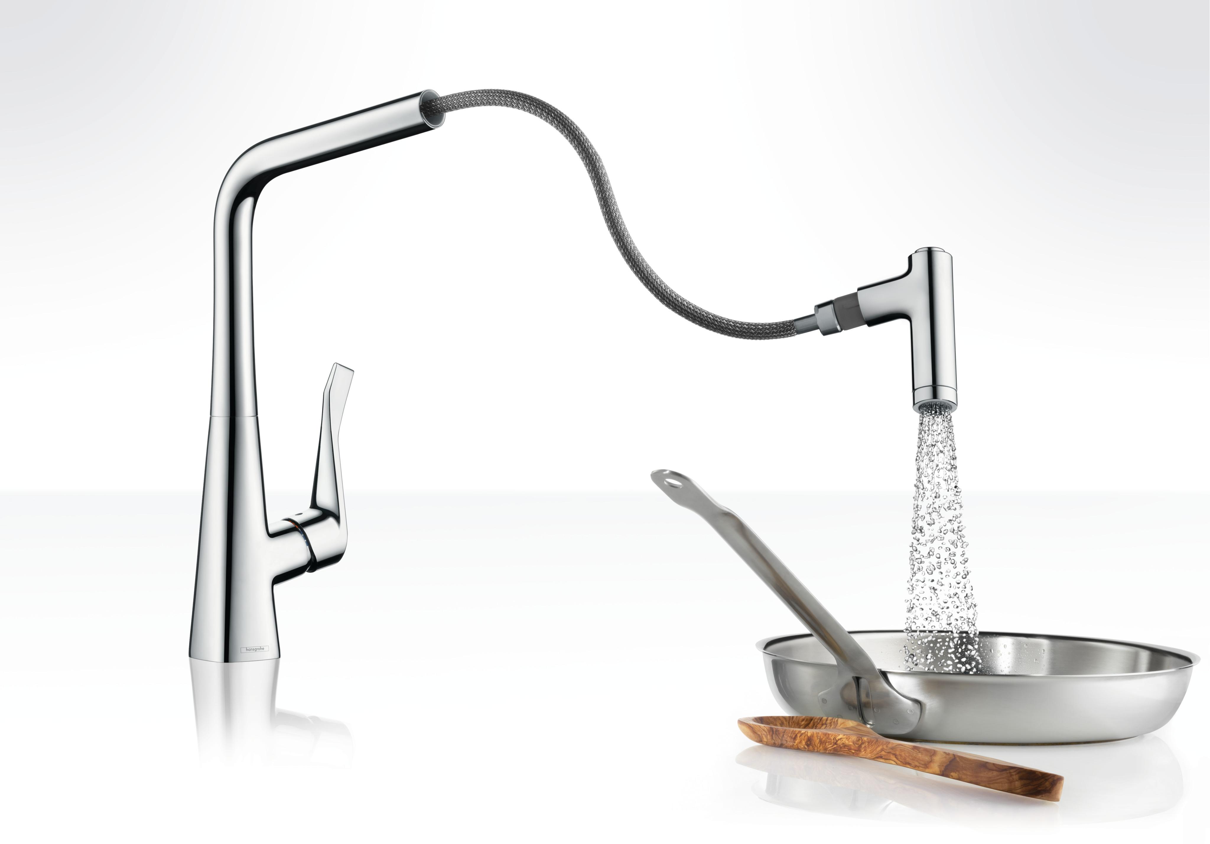 Смеситель Hansgrohe Metris 14820000 для кухонной мойки с вытяжным душем