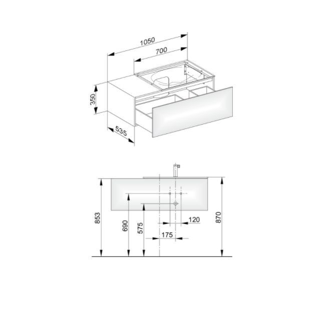 Тумба подвесная под раковину справа KEUCO EDITION 31154 390100 с одним выдвижным фронтом, с внутренней светодиодной подсветкой, корпус/фасад структурный лак, антрацит
