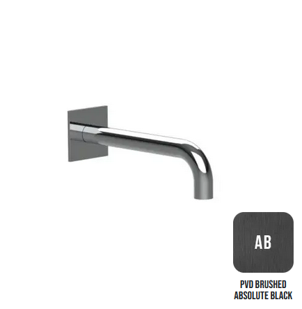 Излив из стены с квадратным отражателем ALMAR UNIVERSAL E098011.AB 240 мм, из латуни, цвет Absolute Black