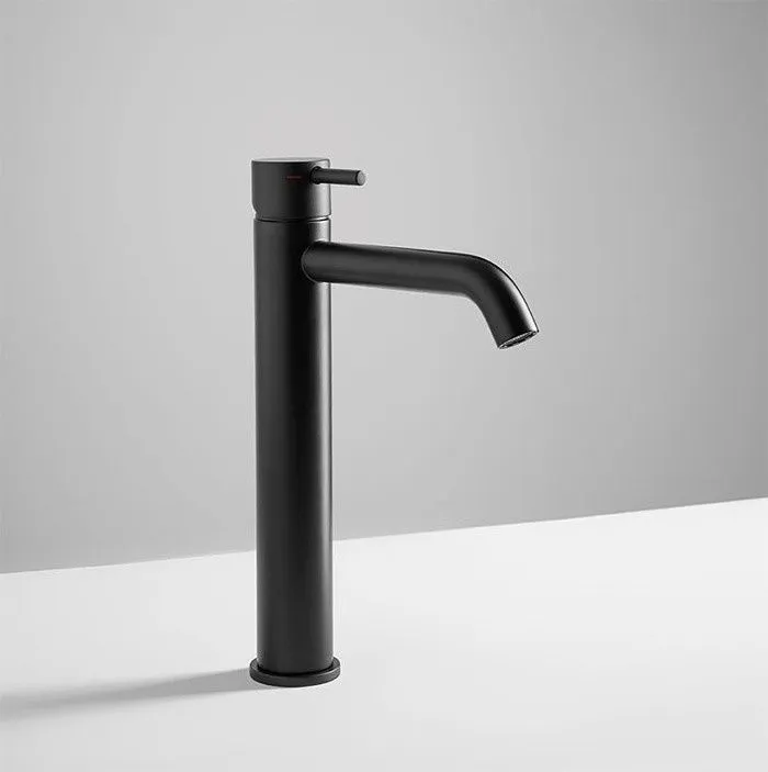 Однорычажный смеситель для раковины высокий CISAL Less New LN00354040 без донного клапана, цвет Чёрный матовый
