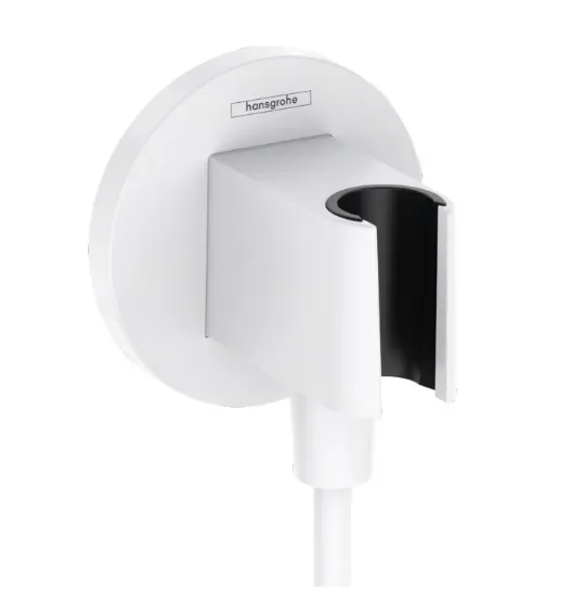 Шланговое подсоединение круглой формы HANSGROHE FixFit E 26888700 с держателем лейки, цвет Белый матовый: