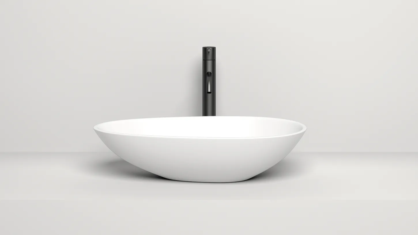 Раковина накладная овальная ассиметричная SALINI PAOLA 1101201SM 450х450х450мм, S-Stone, без донного клапана, цвет Белый матовый