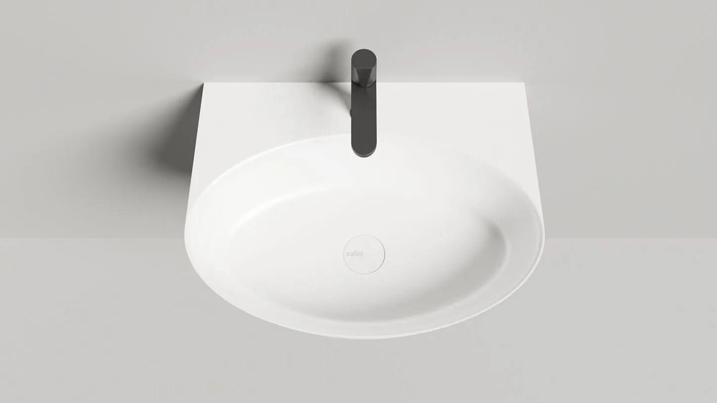 Раковина подвесная/накладная овальная SALINI ALDA WALL 02 140312G 450х580х150мм, S-Sense, с отверстием под смеситель, цвет Белый глянцевый