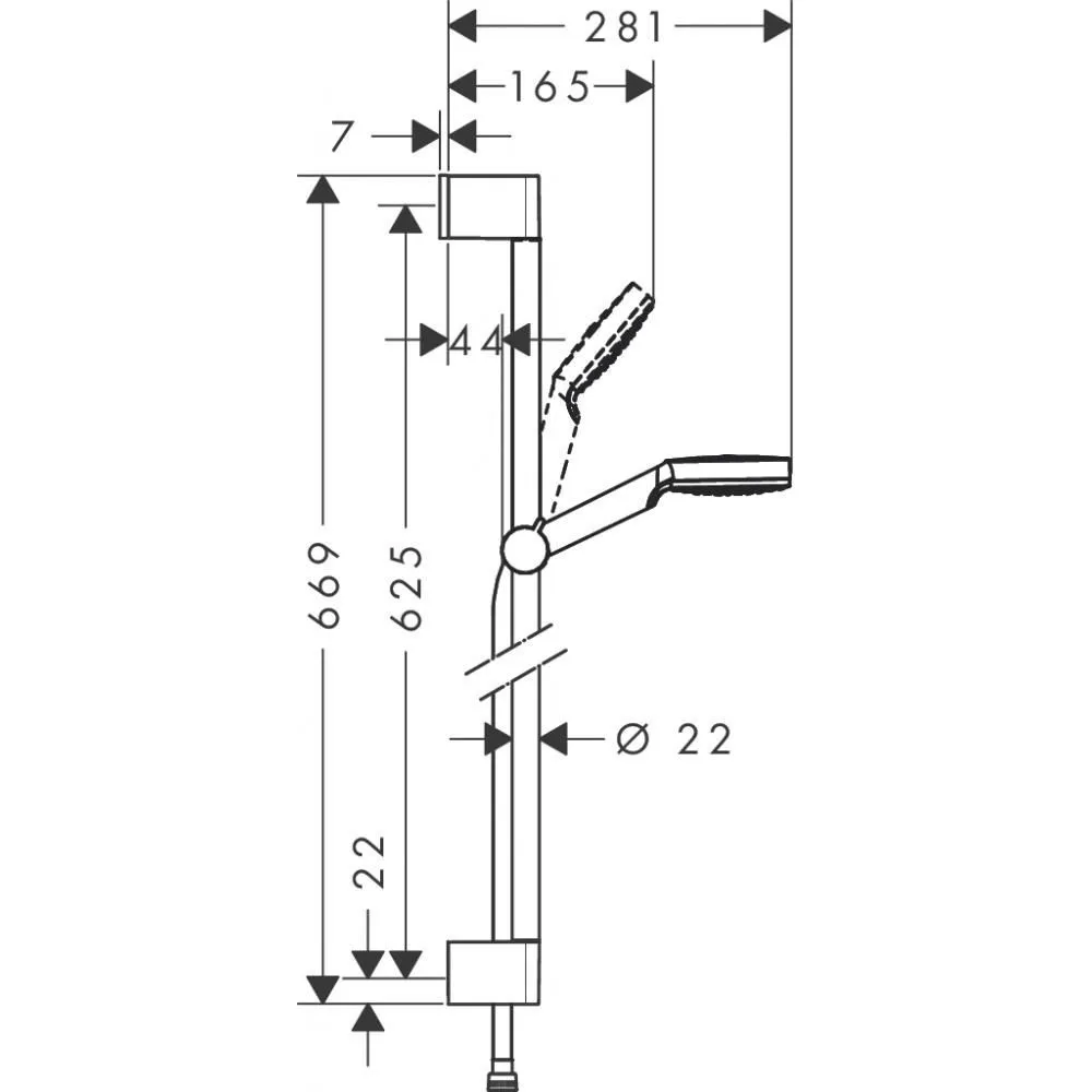 Душевой гарнитур со штангой 65 см Hansgrohe Crometta 1jet 26533400 Белый/Хром