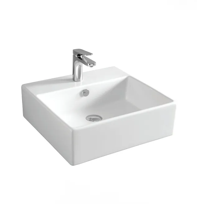 Раковина накладная ARTCERAM QUADRO QUL002 01 00 500 мм х 480 мм, c отверстием под смеситель, с переливом, белый глянцевый
