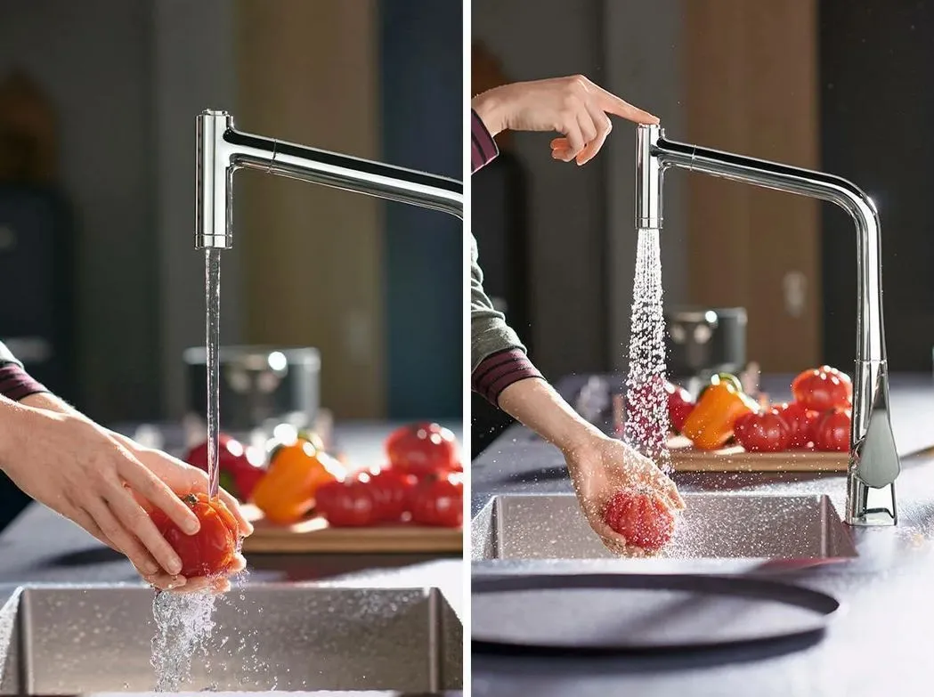 Однорычажный смеситель для кухни с вытяжным душем 2jet HANSGROHE Metris M71 14780000 320, Eco, цвет Хром