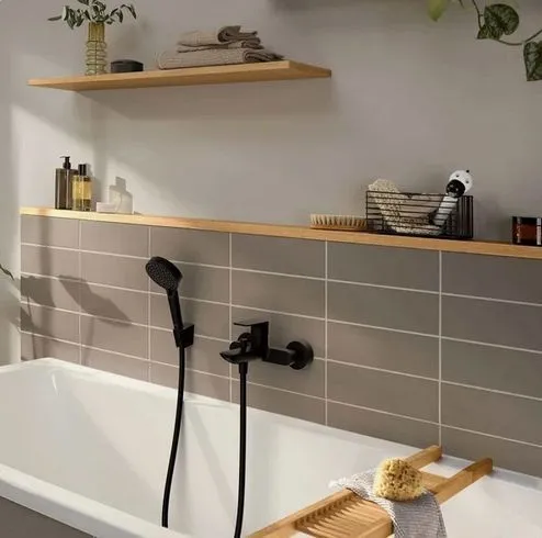 Смеситель для ванны HANSGROHE REBRIS E 72450670 2 режима расхода воды, чёрный матовый