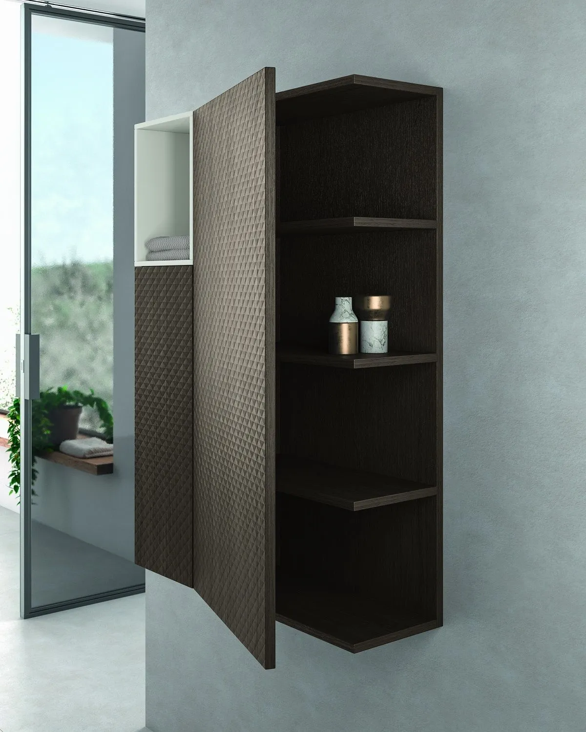 Средний шкаф для ванной комнаты BMT IKON 970 301 CHC 01 3D433    250х729х250 мм, цвет 3D Burnt Walnut