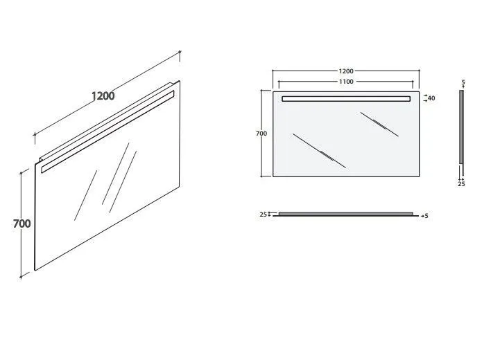 Зеркало с подсветкой GLOBO MIRROR FRAMES BPS120 1200 мм х 700 мм, с сенсорным выключателем, серое