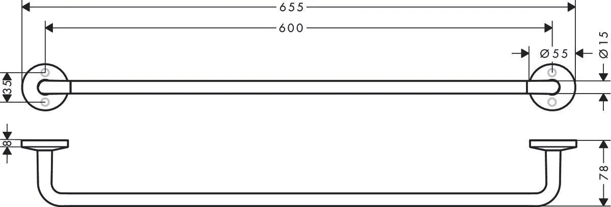Полотенцедержатель AXOR Universal Circular 42860000 600 мм, хром