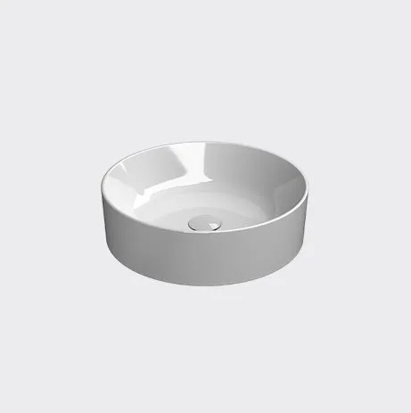 Раковина накладная круглая GSI KUBE X 9427PVC11 450 мм х 450 мм, без отверстия под смеситель, c донным клапаном, цвет Белый глянцевый