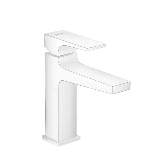 Смеситель для раковины Hansgrohe Metropol 32507700 со сливным донным клапаном Push-Open, белый матовый