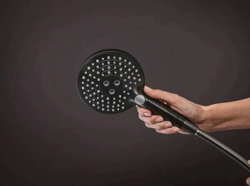 Душевой комплект HANSGROHE Raindance Select S240 1jet 27633340 Showerpipe с термостатом, цвет Шлифованный чёрный хром