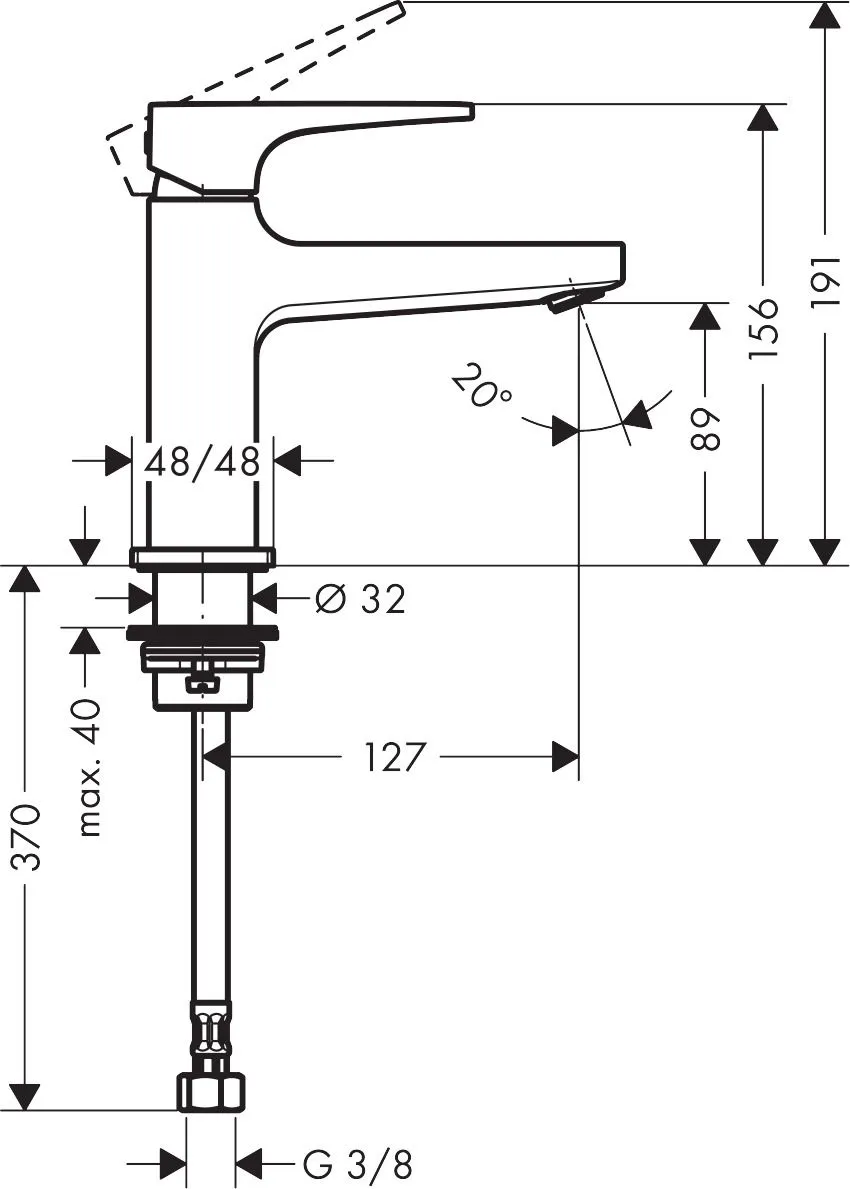 Кран для холодной воды для маленькой раковины HANSGROHE Metropol 32501000 100 мм, с рычаговой рукояткой, цвет Хром