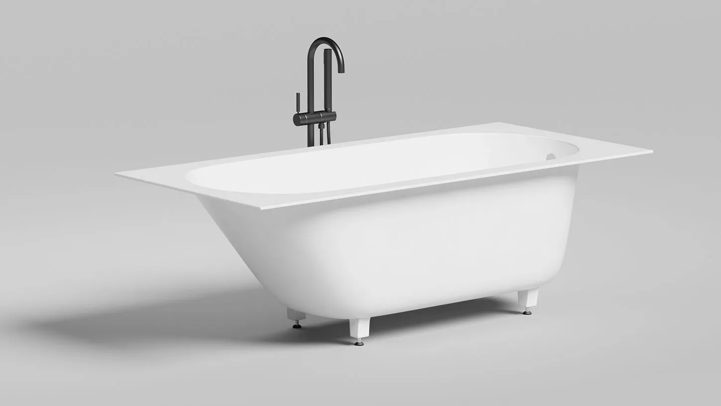 Встраиваемая овальная ванна SALINI ORNELLA 102314M 800х1700х600 мм, регулируемые ножки, из S-Sense, цвет Белый матовый