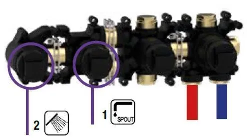 Встраиваемая внутренняя часть термостата ALMAR Modular E169002 на 3 потребителя и 2 модуля, для арт. E180183 и E180133, цвет Чёрный
