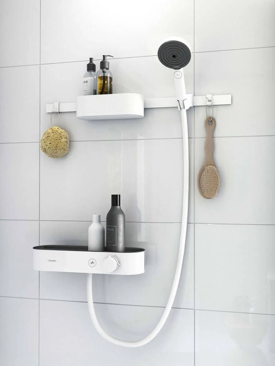 Штанга для коепления аксессуаров HANSGROHE WallStoris 27902700 500 мм, цвет Чёрный матовый
