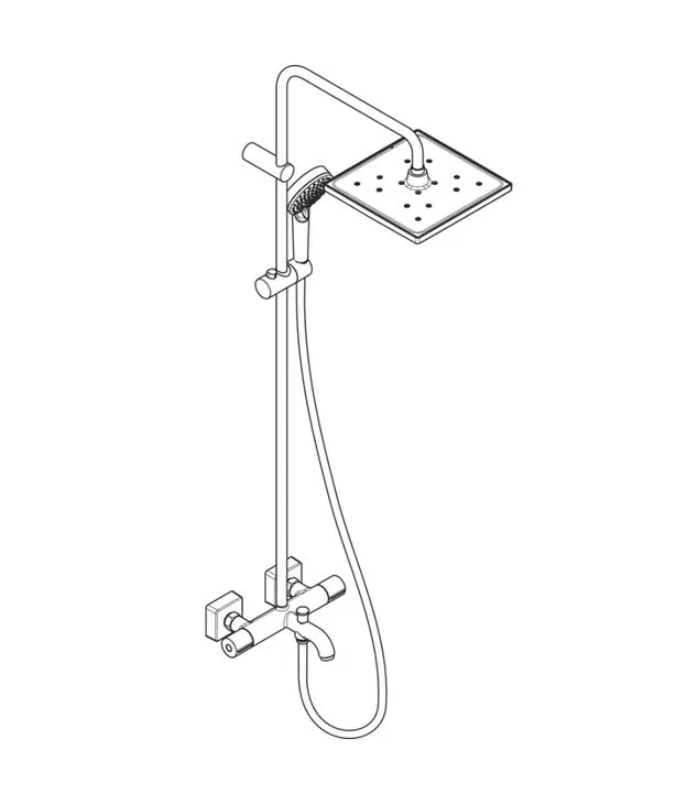 Душевая система HANSGROHE Vernis Shape Showerpipe 240 1jet 26900670 с термостатом для ванны, цвет Чёрный матовый