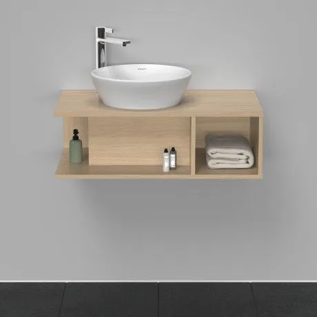 Тумба подвесная под раковину DURAVIT D-Neo DE491803030 800 мм х 480 мм, с консолью, с открытой полкой справа, натуральный дуб