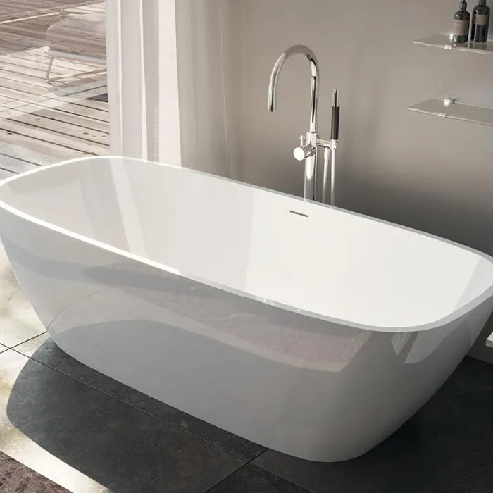 Ванна отдельностоящая TREESSE BRIO V297BL 720 мм х 1700 мм, из композита Solid Surface, белый глянцевый