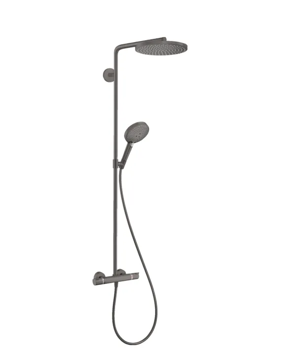 Душевой комплект HANSGROHE Raindance Select S240 1jet 27633340 Showerpipe с термостатом, цвет Шлифованный чёрный хром