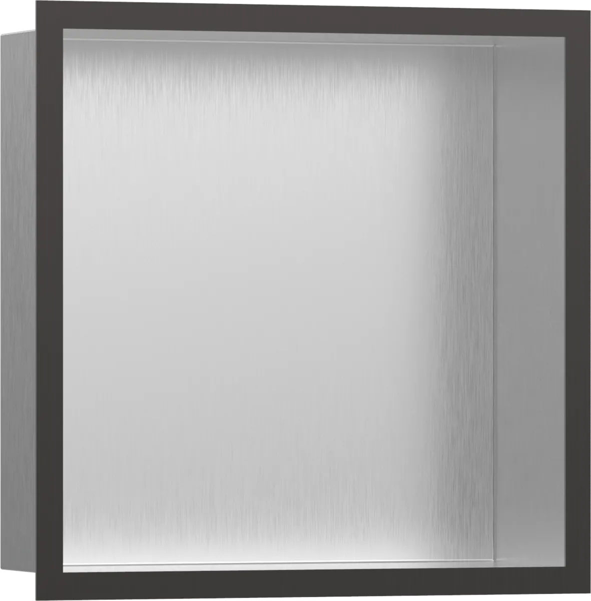 Настенный короб HANSGROHE XtraStoris Individual 56097340 с дизайнерской рамой, 300 мм х 300 мм х 100 мм, полированная сталь/шлифованный чёрный хром
