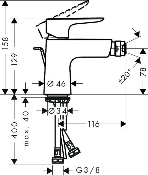 Смеситель для биде Hansgrohe Talis E 71720700 с донным клапаном, белый матовый