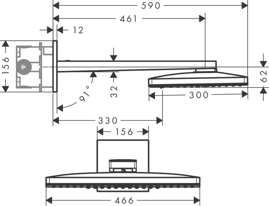 Верхний душ Hansgrohe Rainmaker Select 24007600 Чёрное стекло