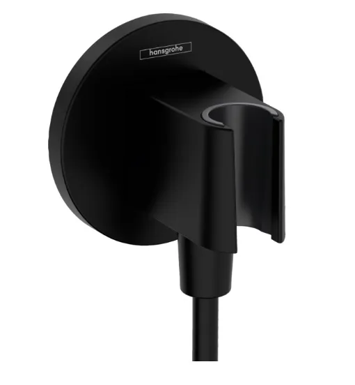 Шланговое подсоединение круглой формы HANSGROHE FixFit E 26888670 с держателем лейки, цвет Чёрный матовый
