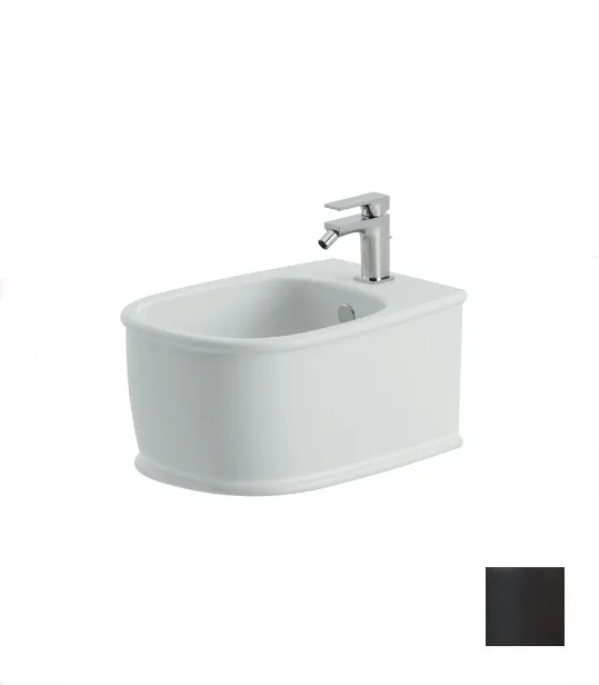 Биде повдесное ARTCERAM ATELIER ATB001 17 00 520 мм х 370 мм, с отверстием под смеситель, с переливом, с креплением, чёрный матовый