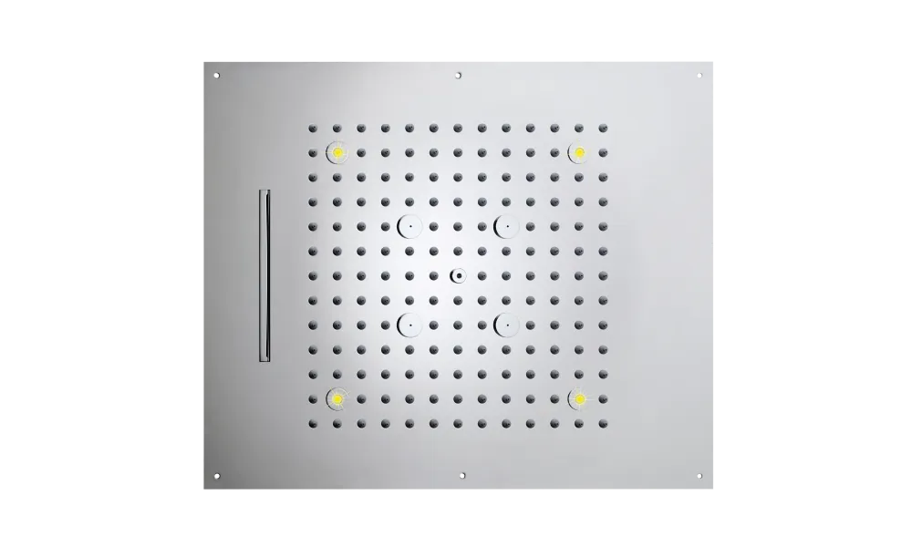 Верхний душ с подсветкой для подвесного потолка BOSSINI DREAM/3 RGB LIGHTS H38935.030 570 мм х 470 мм, с 3 режимами струи, Хром