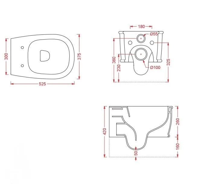 Унитаз подвесной безобоковый ARTCERAM ATELIER ATV001 01 00 520 мм х 370 мм, с креплением, белый глянцевый