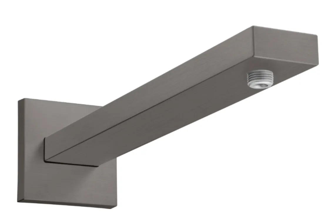 Настенный держатель для верхнего душа HANSGROHE Square 27694340 390 мм, цвет Чёрный шлифованный хром
