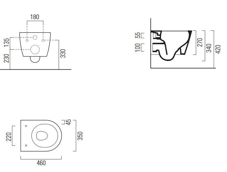 Унитаз повдесной GSI PURA 880226 460 мм х 350 мм, Swirlflush, для крепежа FISR2, цвет чёрный матовый Ardesia
