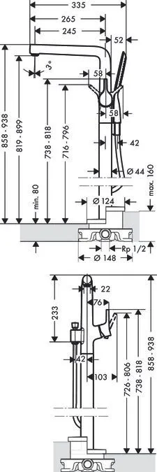 Смеситель для ванны напольный Hansgrohe Talis S 72412000 Хром