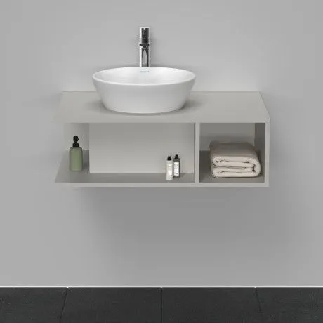 Тумба подвесная под раковину DURAVIT D-Neo DE492800707 800 мм х 550 мм, с консолью, с открытой полкой справа, бетонно-серый матовый