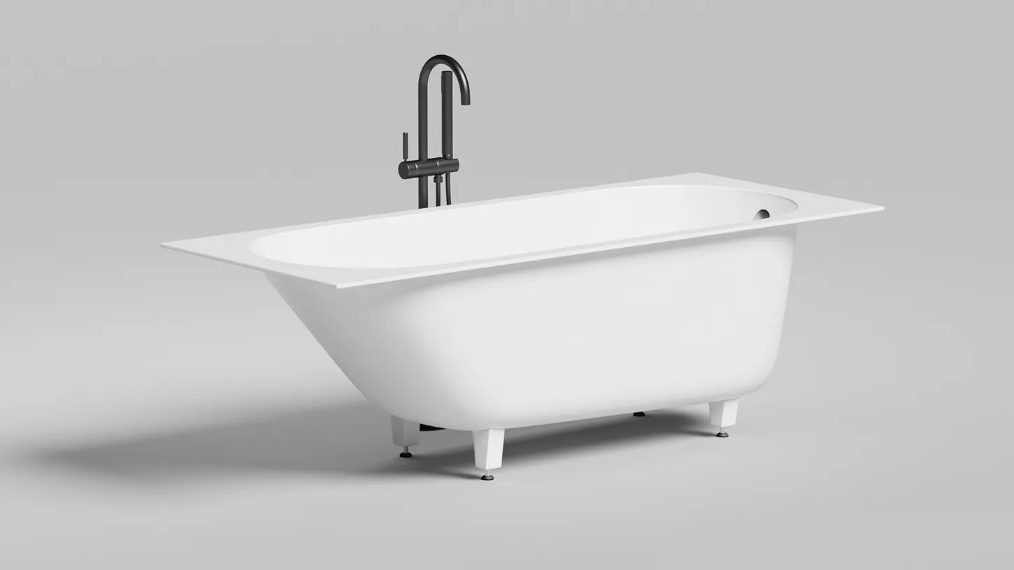 Встраиваемая овальная ванна SALINI ORNELLA 102313G 700х1700х600 мм, регулируемые ножки, из S-Sense, цвет Белый глянцевый