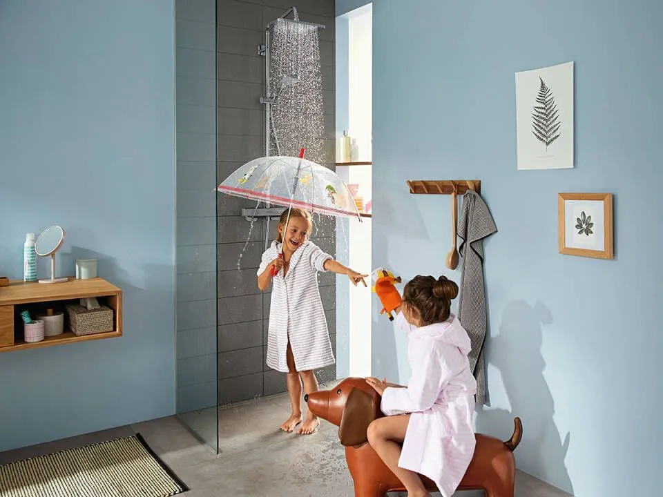 Душевая система с термостатом для душа HANSGROHE Croma E Showerpipe 27660000 280 1jet, c EcoSmart 9 л/мин, цвет Хром
