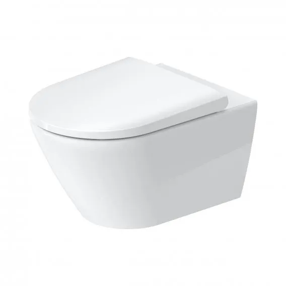 Унитаз подвесной + сиденье Duravit D-Neo Rimless 45770900A1 370 мм х 540 мм, с вертикальным смывом, без смывного края, с креплением Durafix, белый