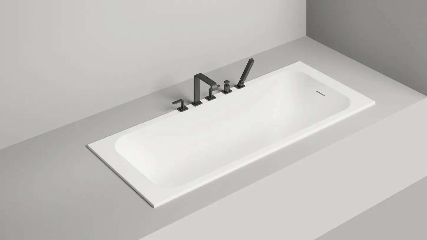Встраиваемая прямоугольная ванна SALINI ORLANDA KIT 102112G 800х1800х600 мм, с регулируемыми ножками, из S-Sense, слив-перелив, сифон, донный клапан, цвет Белый глянцевый