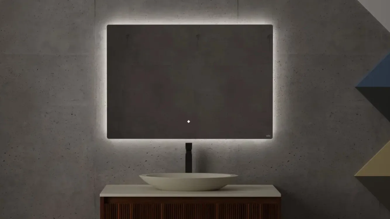 Зеркало с LED - подсветкой и подогревом SALINI OMBRA 27M011090BH 25х1000х900мм, с сенсорным включателем, цвет Серый