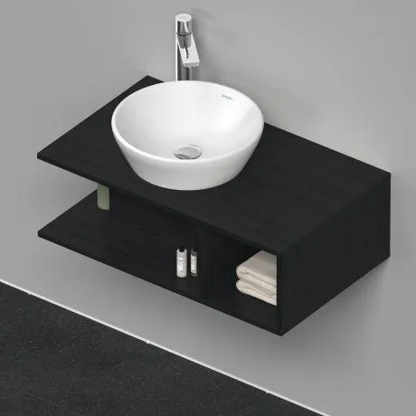 Тумба подвесная под раковину DURAVIT D-Neo DE491801616 800 мм х 480 мм, с консолью, с открытой полкой справа, чёрный дуб