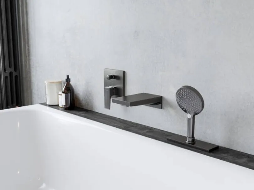 Внешняя часть смесителя HANSGROHE sBox Square 28010340 с прямоугольной розеткой, Шлифованный чёрный хром