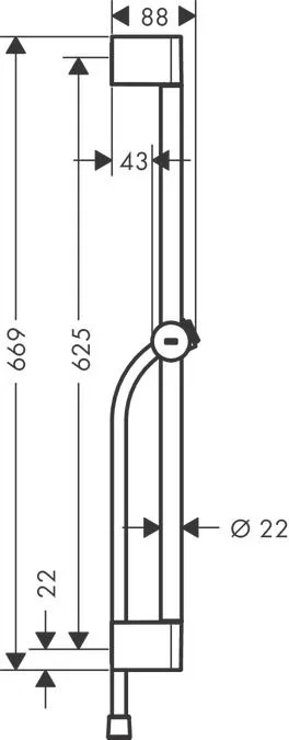 Душевая штанга Hansgrohe Pulsify Unica 24400000 650 мм, c кнопочным слайдером и шлангом, хром