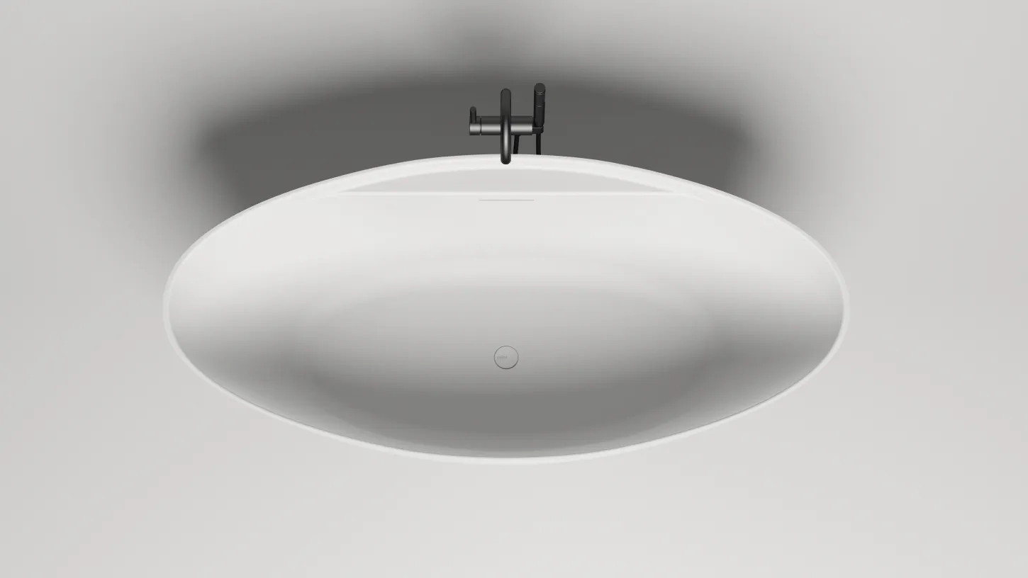 Отдельностоящая ванна с овальной чашей SALINI DIVA 102211G 1780х855х600 мм, S-Sense, донный клапан, сифон, интегрированный слив-перелив, цвет Белый глянцевый