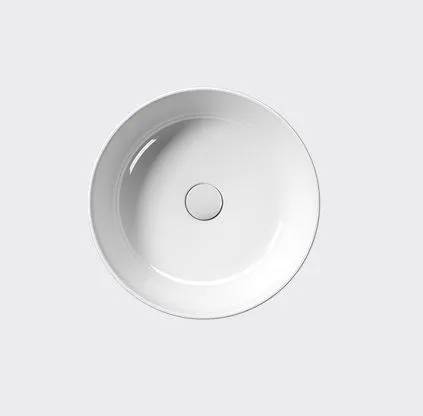 Раковина накладная круглая GSI KUBE X 9427PVC11 450 мм х 450 мм, без отверстия под смеситель, c донным клапаном, цвет Белый глянцевый